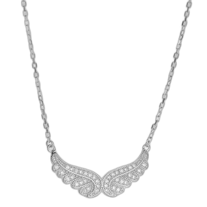 CZ Angel Wings Pendant — white background