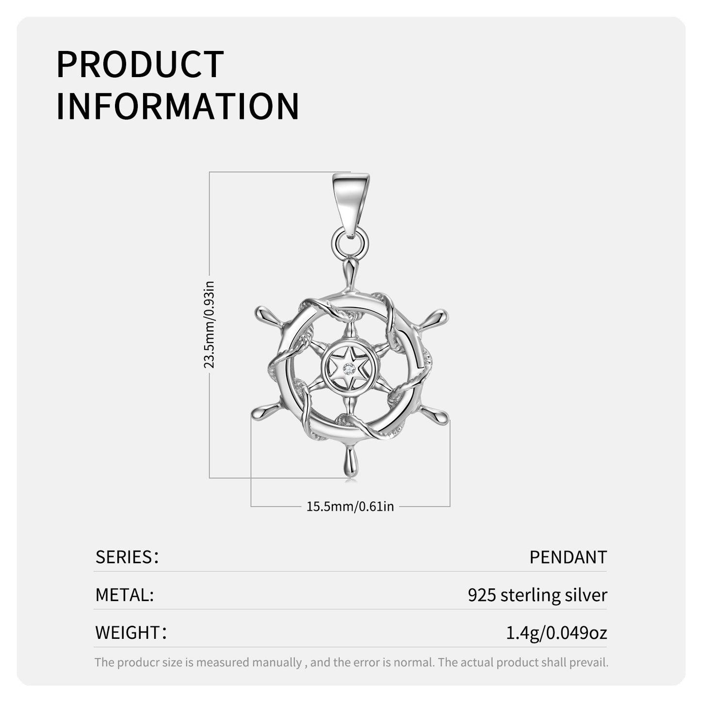Steering Wheel Charm Pendant Necklace | 925 Sterling Silver