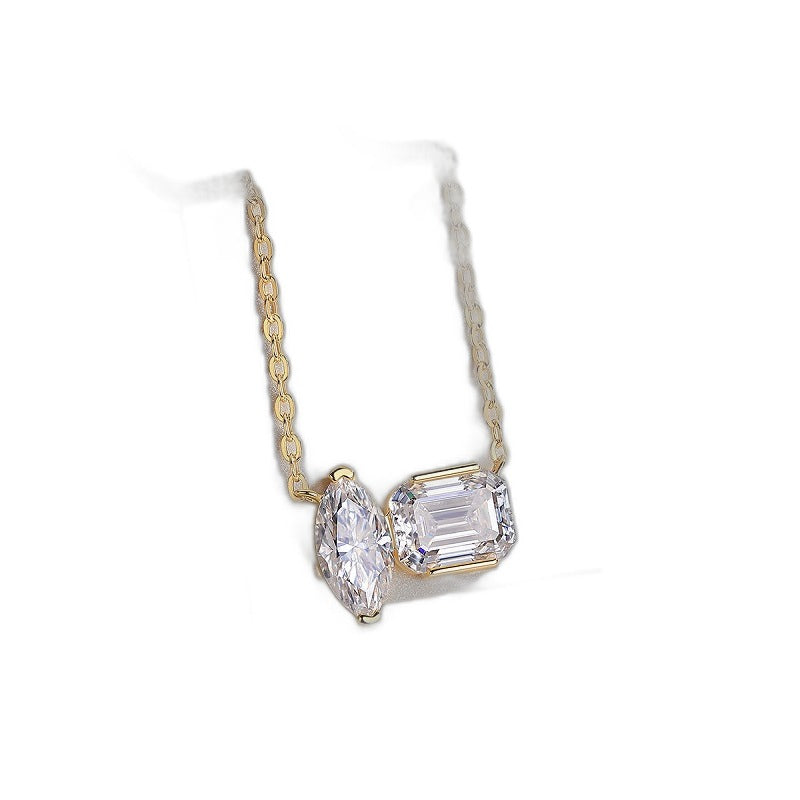 Double Diamond Shadow Pendant — white background