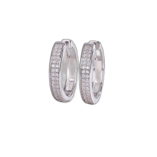 Firefly Light Pave Moissanite Huggie Hoops — white background