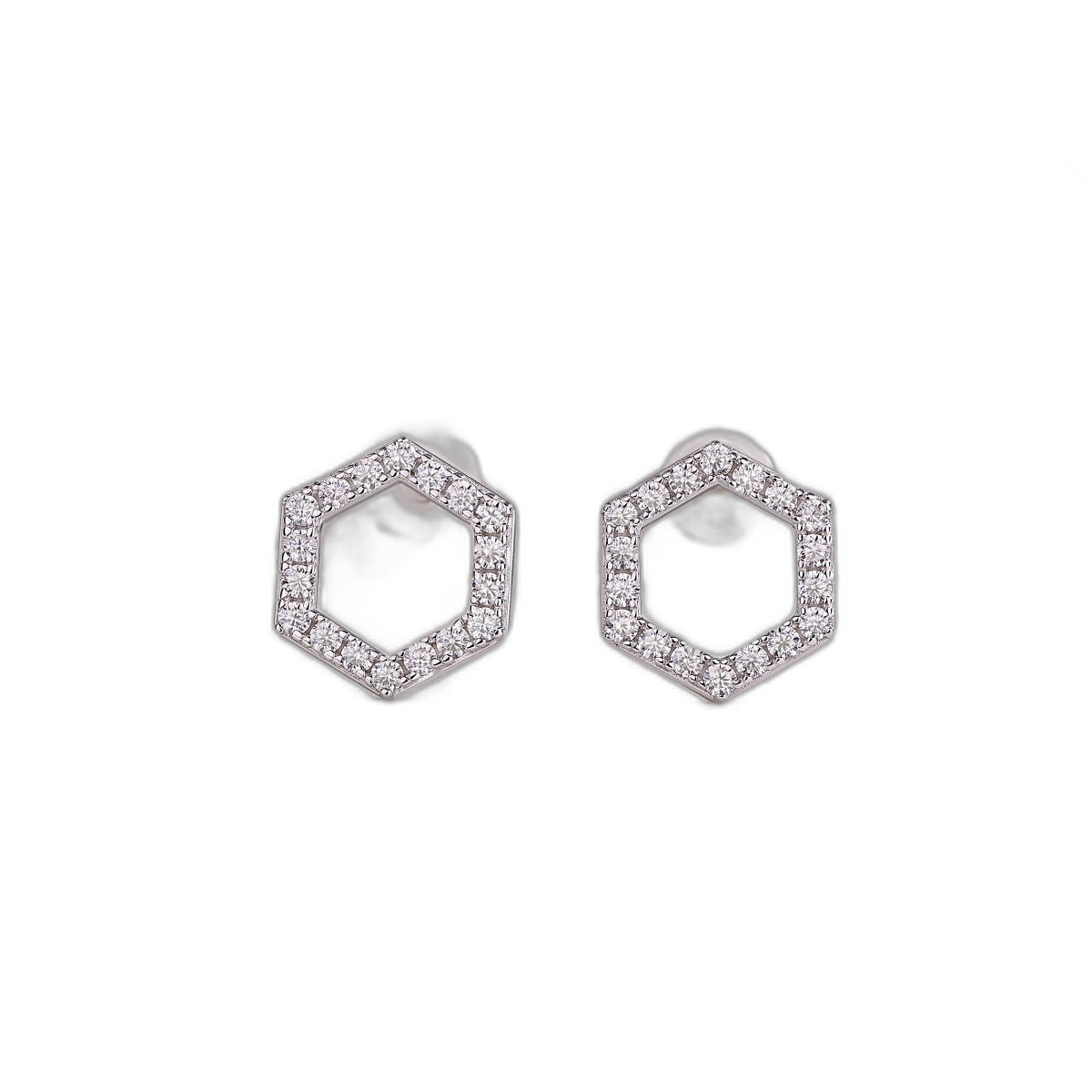 Empowering Hexagon Pearl Stud — white background