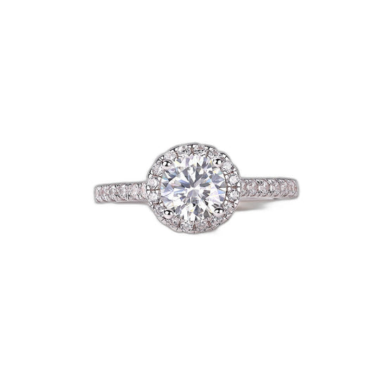 Embrace Round Halo Moissanite Ring — white background
