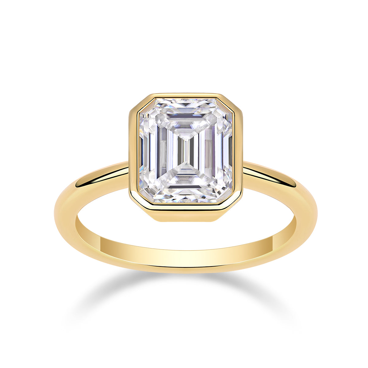 Pagoda Emerald-Cut Moissanite Engagement Ring | 925 Sterling Silver