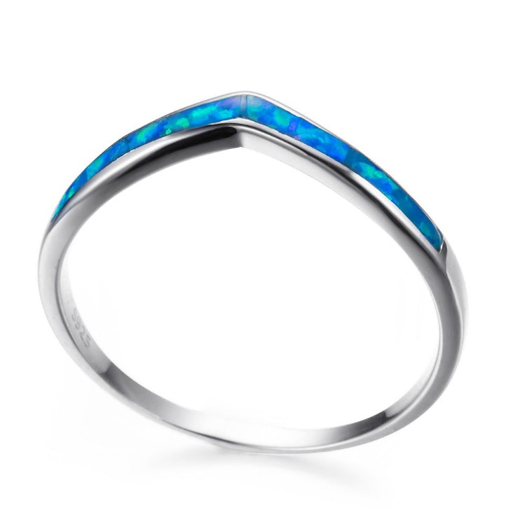Mystic Blue Opal Fire Ring — Iridescent Mystery | 925 Sterling Silver
