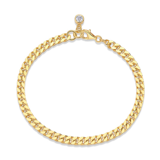 Eternal Link moissanite curb-chain bracelet in gold-plated 925 sterling silver