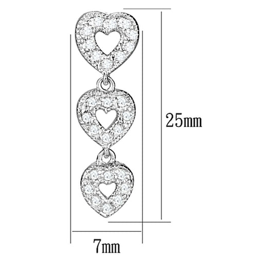 Triple Heart Drop Earrings | 925 Sterling Silver & CZ