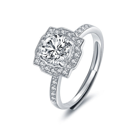 Square-Cut 1-Carat Moissanite Ring — Modern Glamour | 925 Sterling Silver