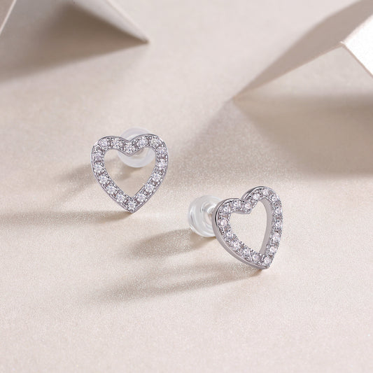 Whisper of the Heart open-heart moissanite earrings in 925 sterling silver