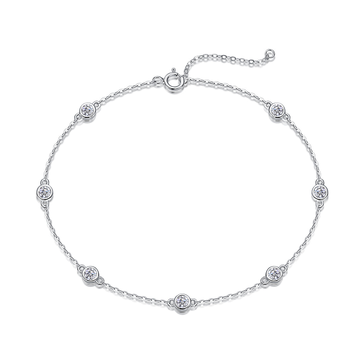 Smart Bubble moissanite station bracelet in 925 sterling silver