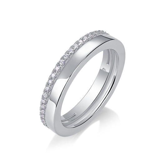 Double Ring Shadow Toi et Moi Moissanite Ring