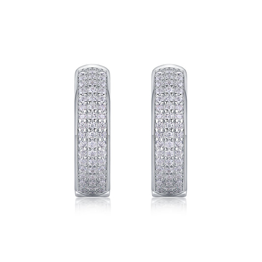 Years Pavé Moissanite Hoop Earrings 925 Sterling Silver