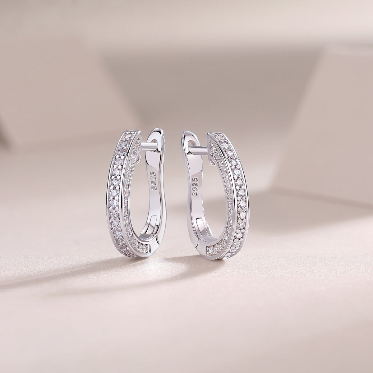 Highlight double-row moissanite hoop earrings in 925 sterling silver