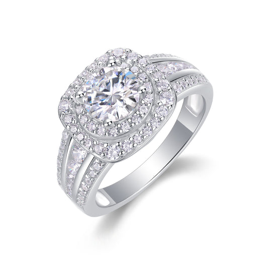 Starry Sky Crown 1-Carat Moissanite Halo Ring