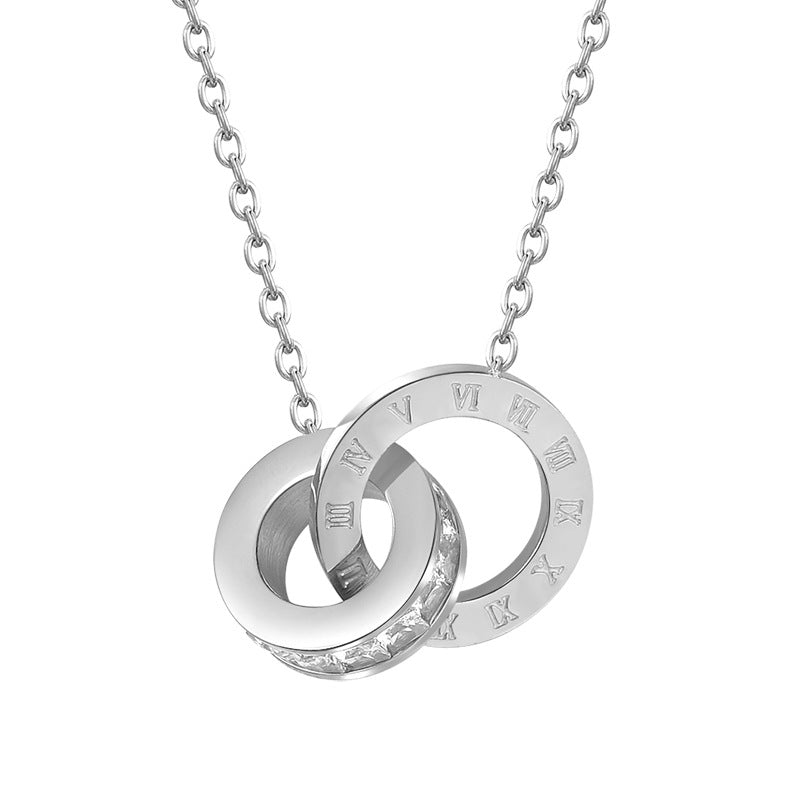 Double Ring Pendant Necklace — Linked Circles | 925 Sterling Silver