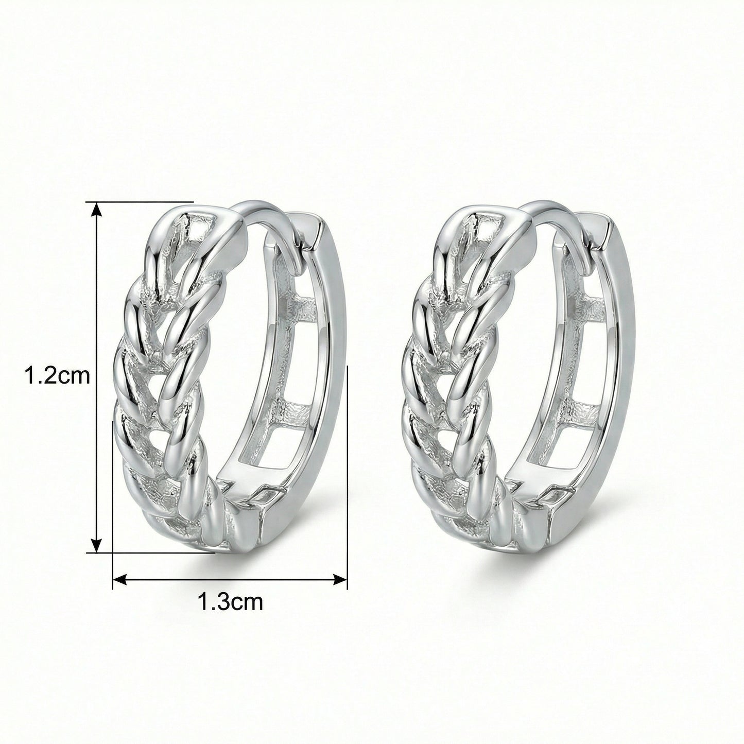Braided Huggie Hoop Earrings — Woven Detail | 925 Sterling Silver