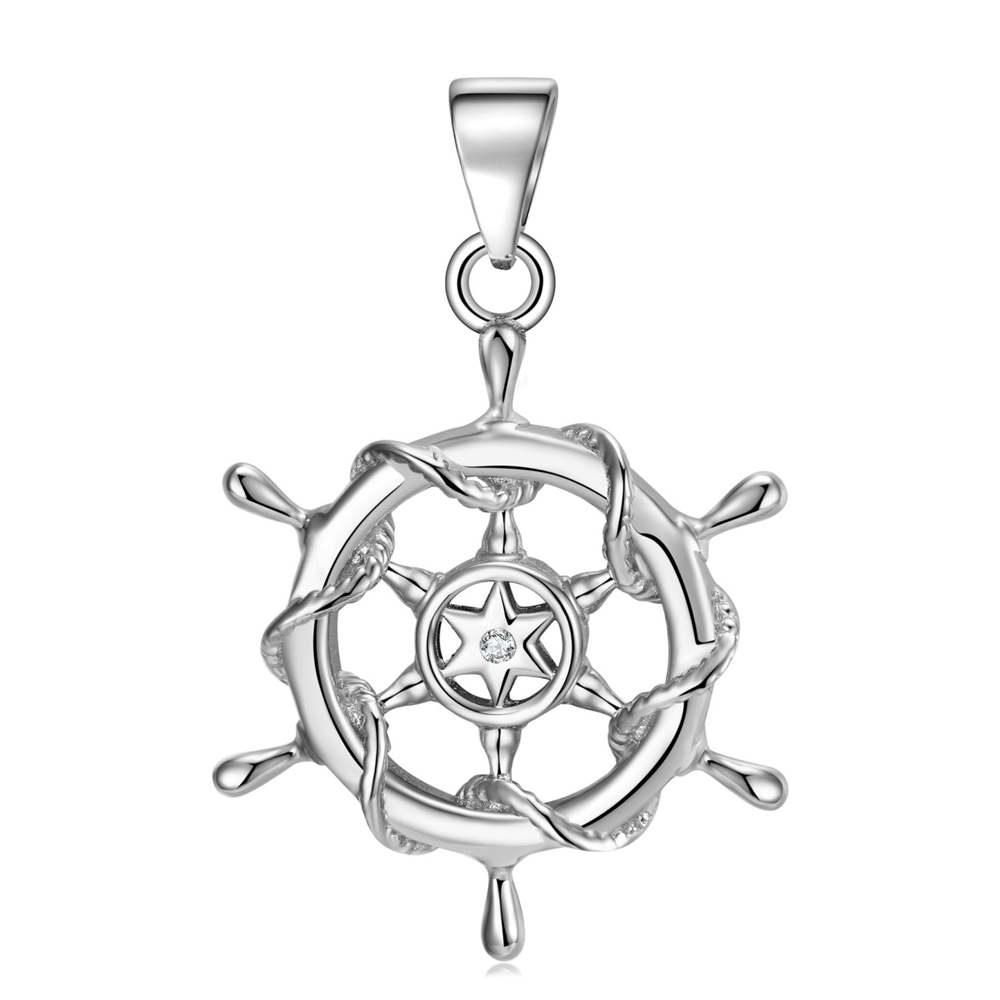 Steering Wheel Charm Pendant Necklace | 925 Sterling Silver