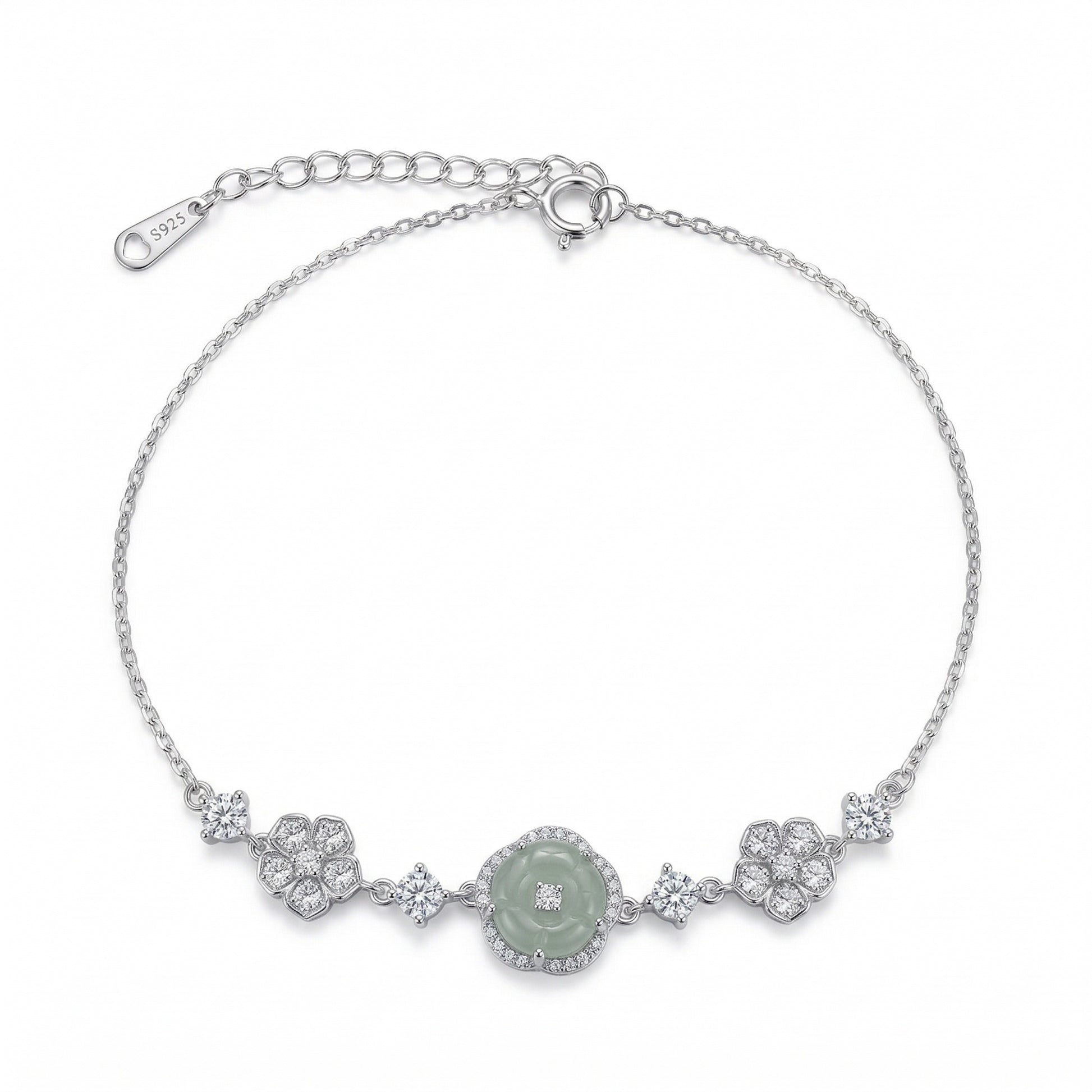 Sparkling Flower Halo Adjustable Bracelet | 925 Sterling Silver