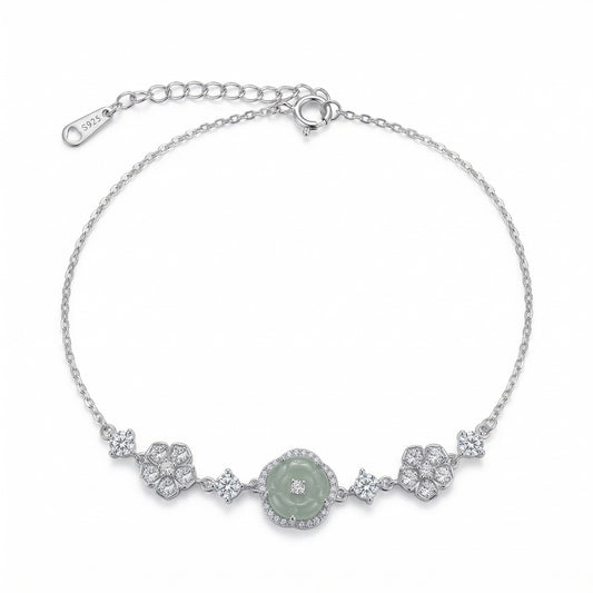 Sparkling Flower Halo Adjustable Bracelet | 925 Sterling Silver