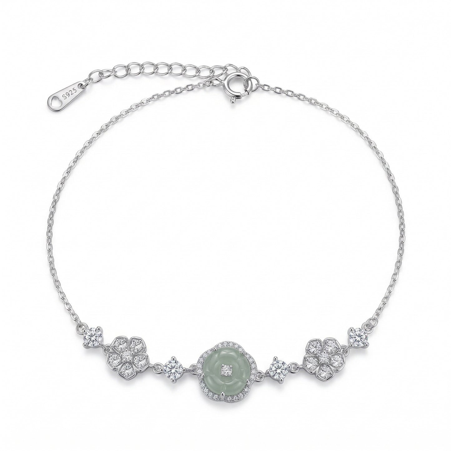 Sparkling Flower Halo Adjustable Bracelet | 925 Sterling Silver