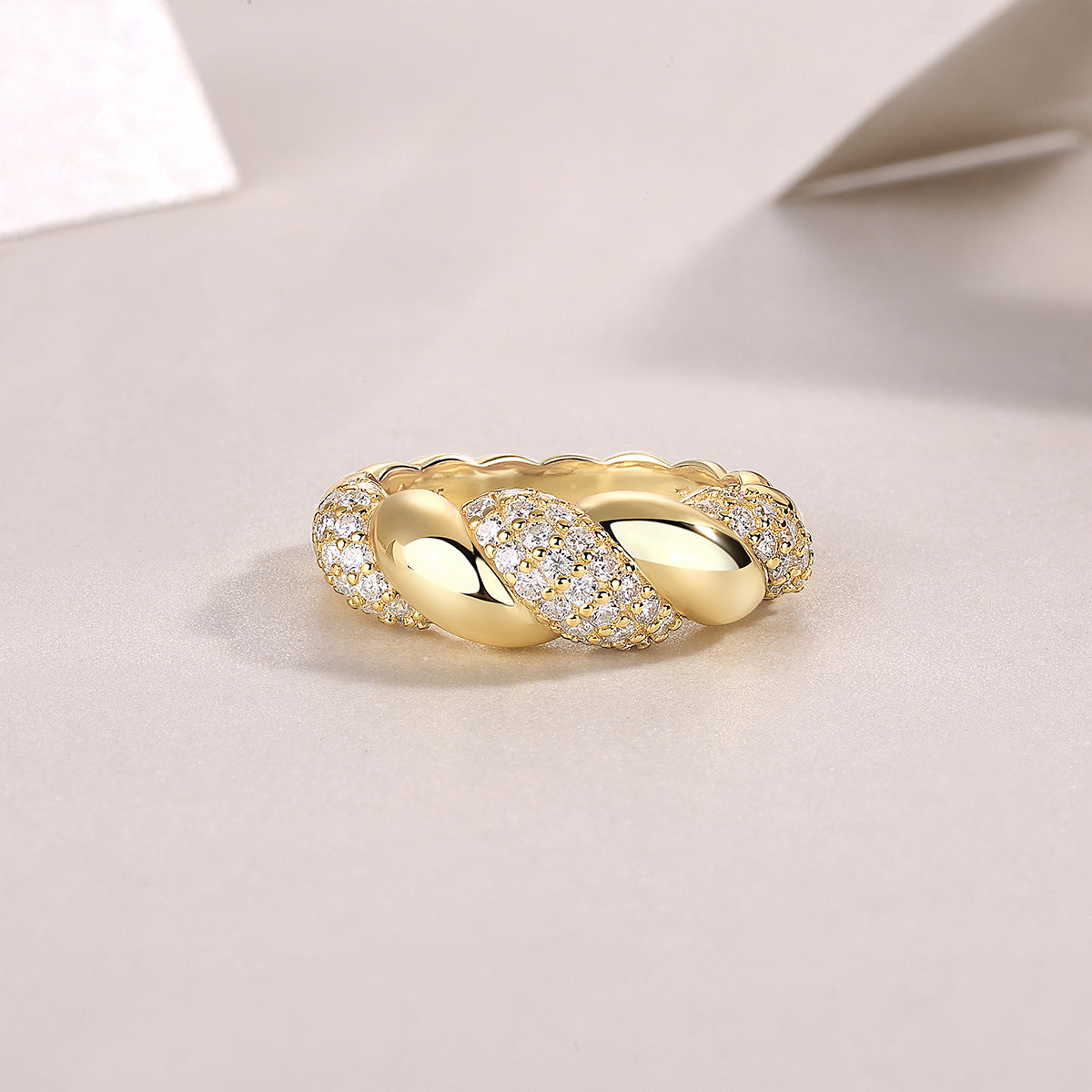 Tengman Twisted Vine Moissanite Ring | 925 Sterling Silver Gold-Plated
