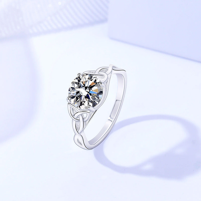2-Carat Moissanite Interwoven Band Ring | 925 Sterling Silver
