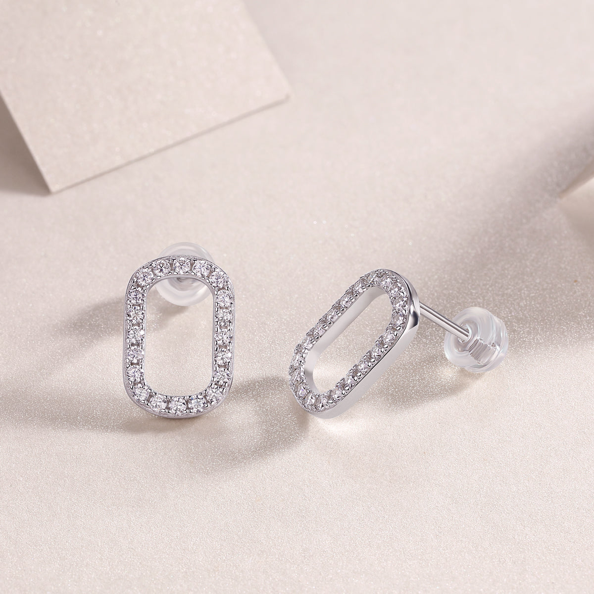 Return to Simplicity rectangle moissanite drop earrings in 925 sterling silver