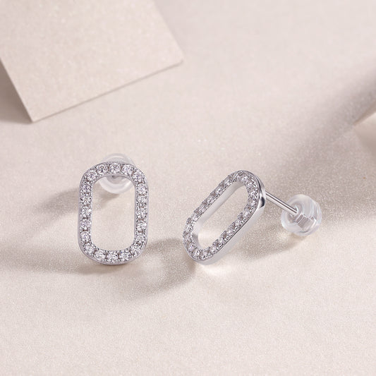 Return to Simplicity rectangle moissanite drop earrings in 925 sterling silver