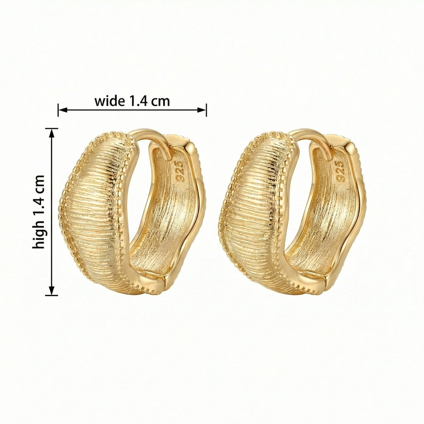 Ribbed Textured Huggie Hoop Earrings | 925 Sterling Silver