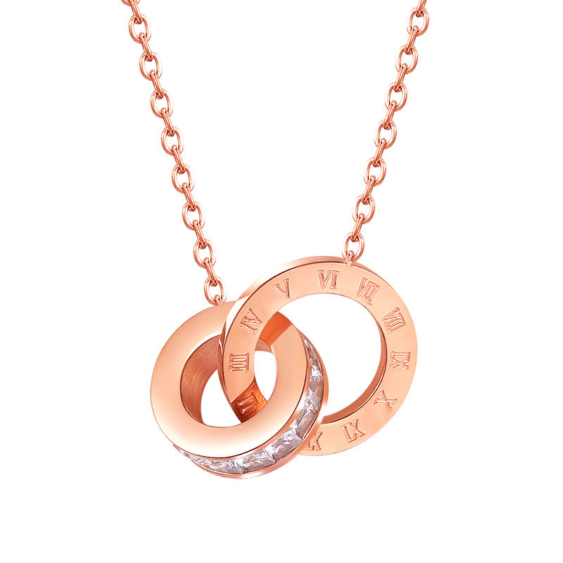 Double Ring Pendant Necklace — Linked Circles | 925 Sterling Silver