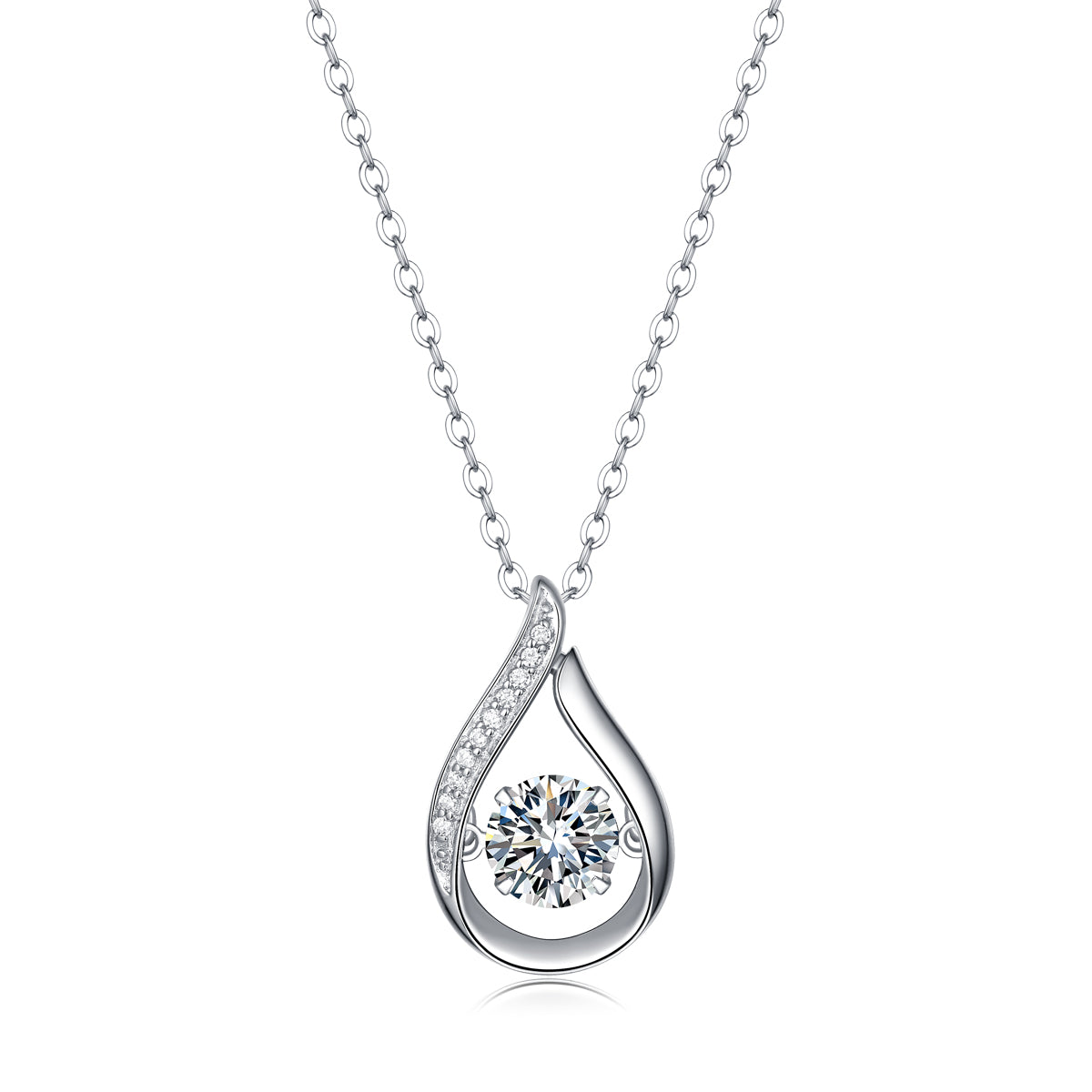 Dynamic teardrop moissanite pendant necklace in 925 sterling silver