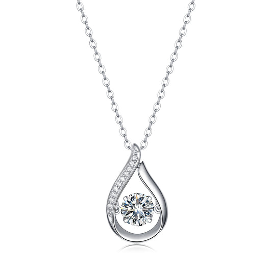 Dynamic teardrop moissanite pendant necklace in 925 sterling silver