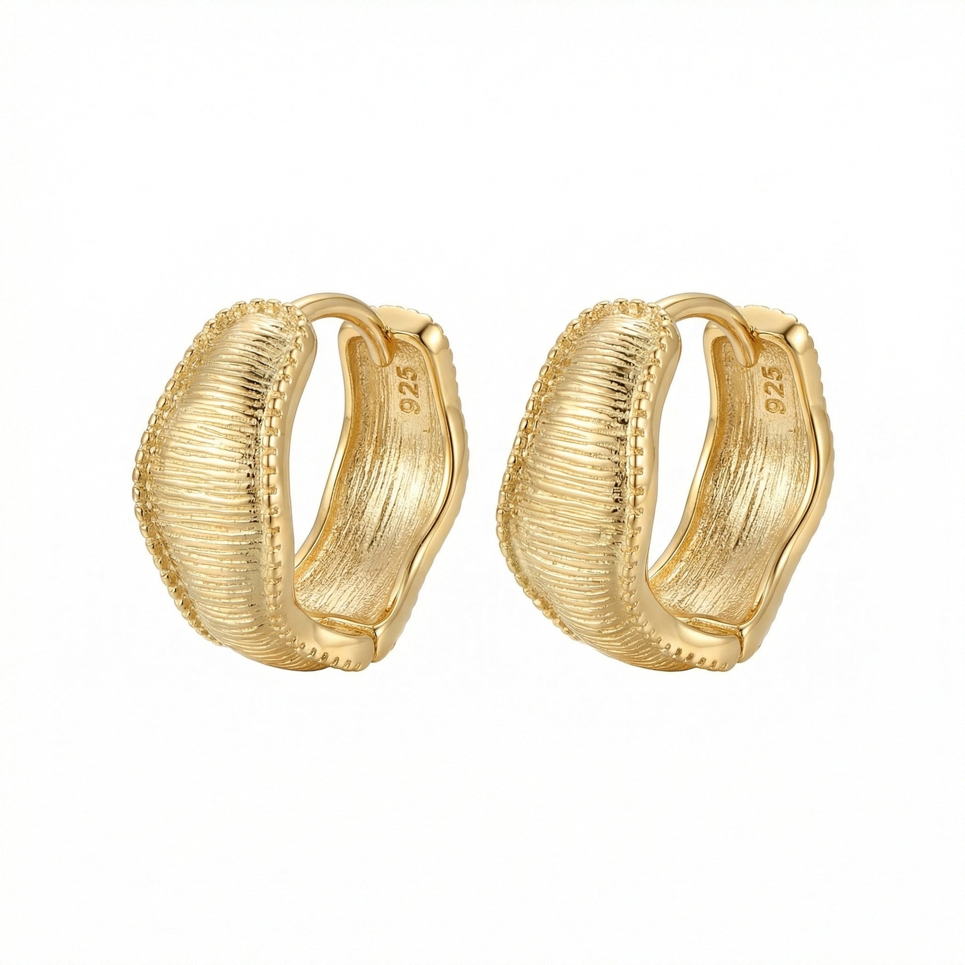 Ribbed Textured Huggie Hoop Earrings | 925 Sterling Silver