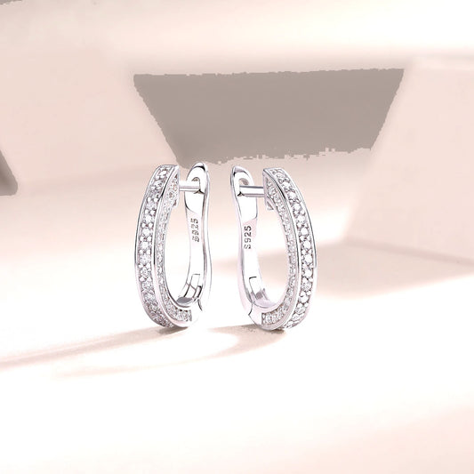Highlight Double-Row Moissanite Hoop Earrings | 925 Sterling Silver