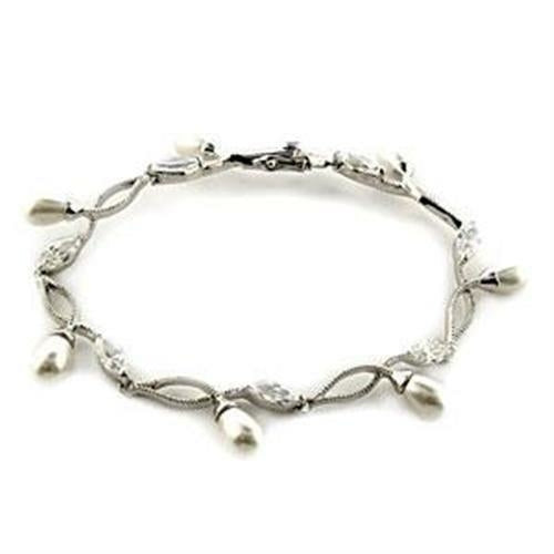 Twisted Chain & Pearl Charm Bracelet | 925 Sterling Silver
