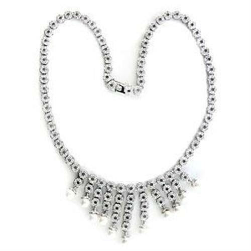 Pearl Bead Statement Necklace | 925 Sterling Silver