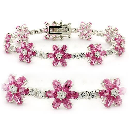 Crystal Flower CZ Charm Bracelet | 925 Sterling Silver