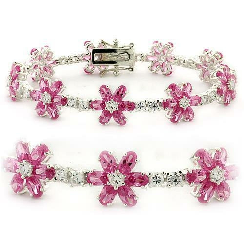 Crystal Flower CZ Charm Bracelet | 925 Sterling Silver