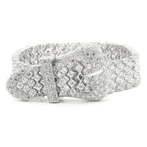 Crystal Pavé Wide Cuff Bracelet — Bold Statement | 925 Sterling Silver