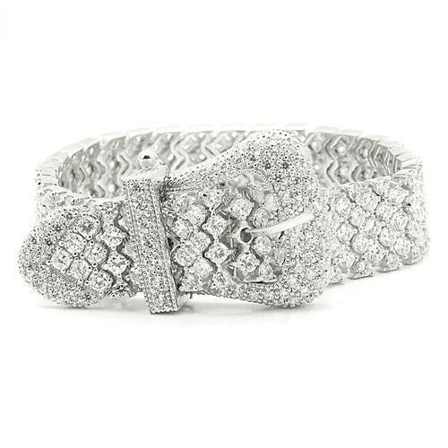 Crystal Pavé Wide Cuff Bracelet — Bold Statement | 925 Sterling Silver