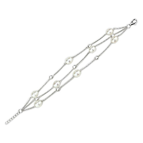 Double-Strand Pearl Chain Bracelet | 925 Sterling Silver