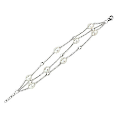Double-Strand Pearl Chain Bracelet | 925 Sterling Silver