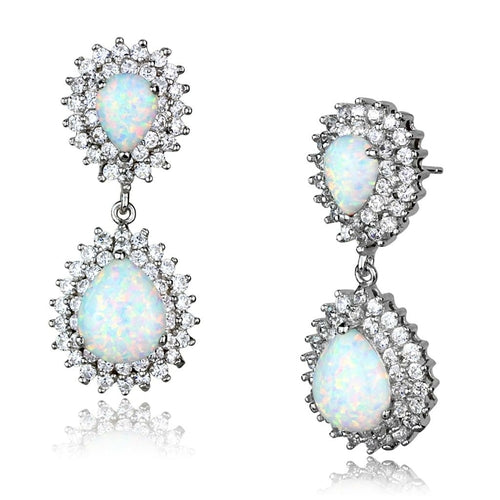 Aurora Opal Halo Drop Earrings | 925 Sterling Silver