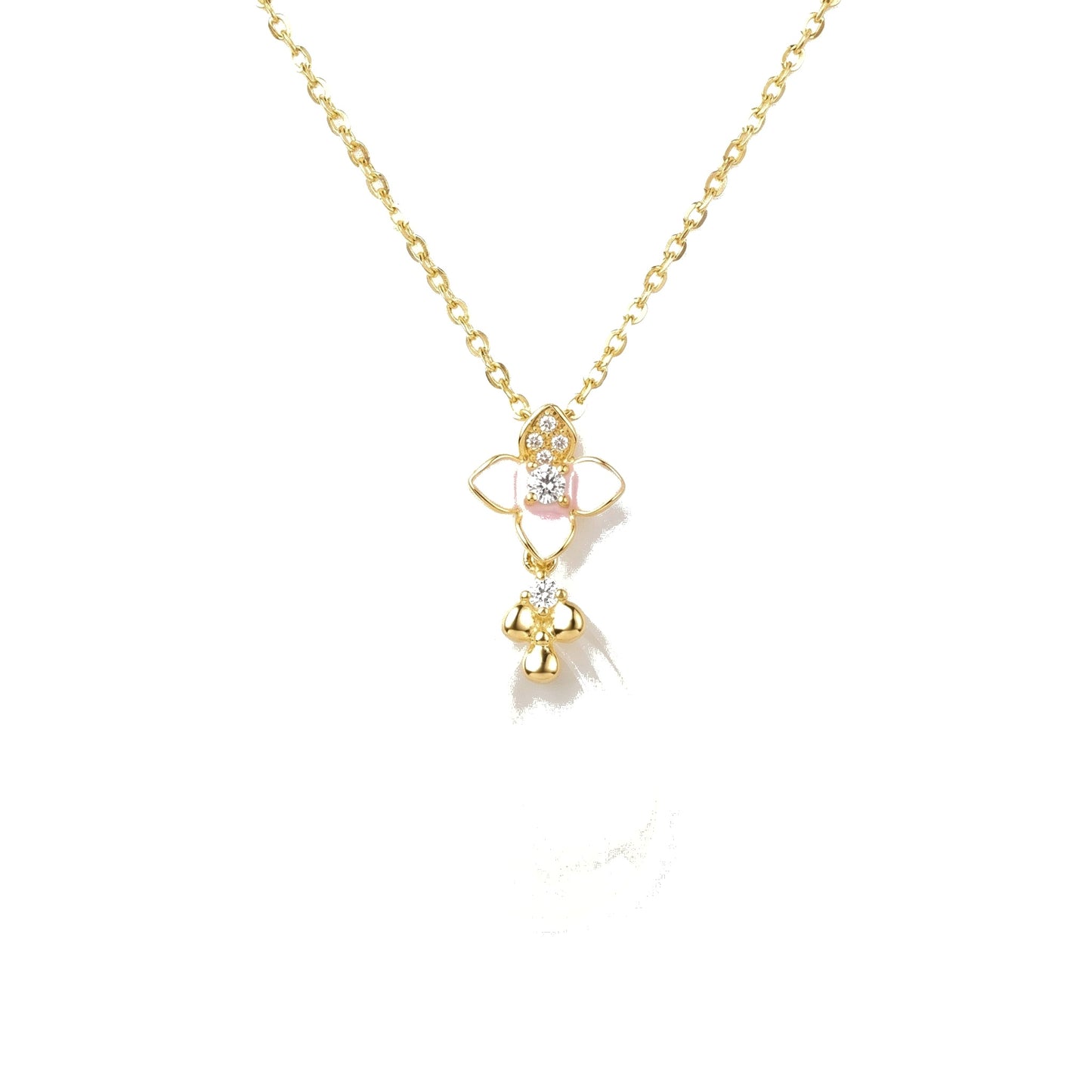 Pink Blossom Jadeite Teardrop Pendant Necklace | 925 Sterling Silver