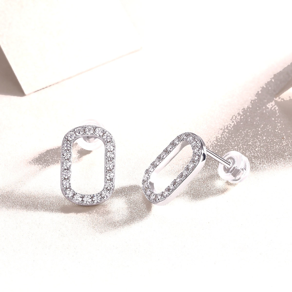 Return to Simplicity Rectangle Moissanite Drop Earrings | 925 Sterling Silver