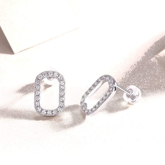 Return to Simplicity Rectangle Moissanite Drop Earrings | 925 Sterling Silver