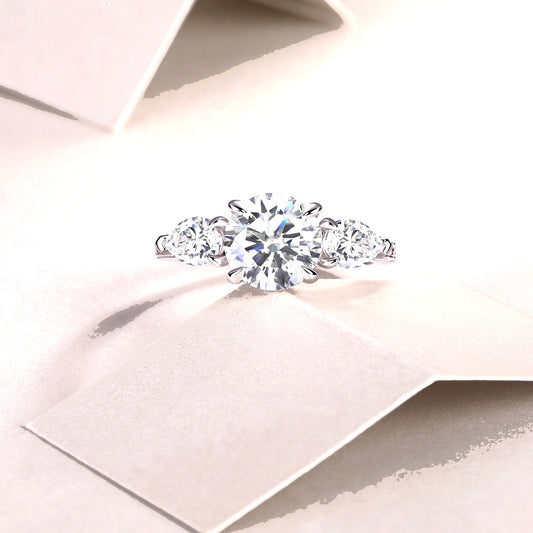Solitaire Brilliance Round Moissanite Engagement Ring | 925 Sterling Silver