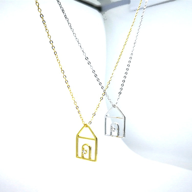 Tiny House Charm Pendant Necklace | 925 Sterling Silver
