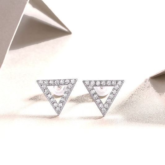 Unique Triangle Pavé Moissanite Stud Earrings | 925 Sterling Silver